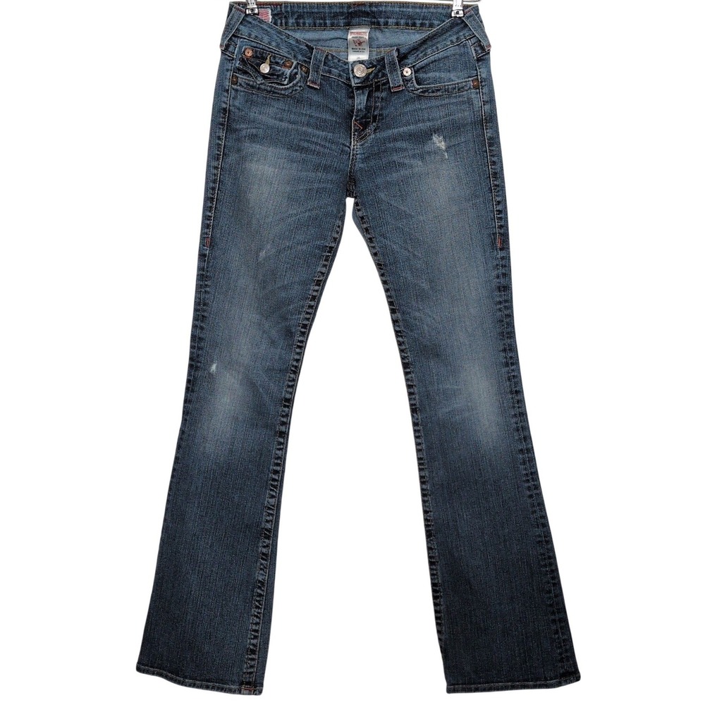 True Religion Becky Bootcut Jeans Size 29 Medium Wash Flap Pocket Made in USA